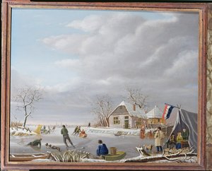 Patineurs dans un paysage d